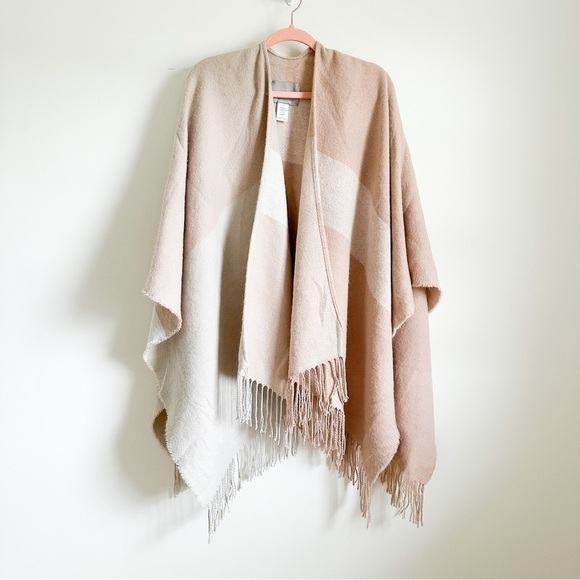 SOIA & KYO Pale Pink Cream Woven Scarfigan Scarf Cardigan Wrap w/Fringe Detail - Picture 10 of 16
